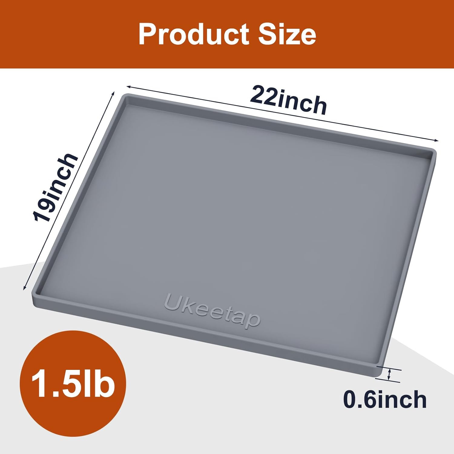 Extra Thick Silicone Mat Waterproof with Raised Edge 22″ X 19″, under Sink Mat f