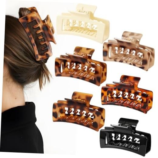 6 PCS 4.1 Inch Large Claw Clips for Thick Hair, Double Tortoise – 4.1 Inch