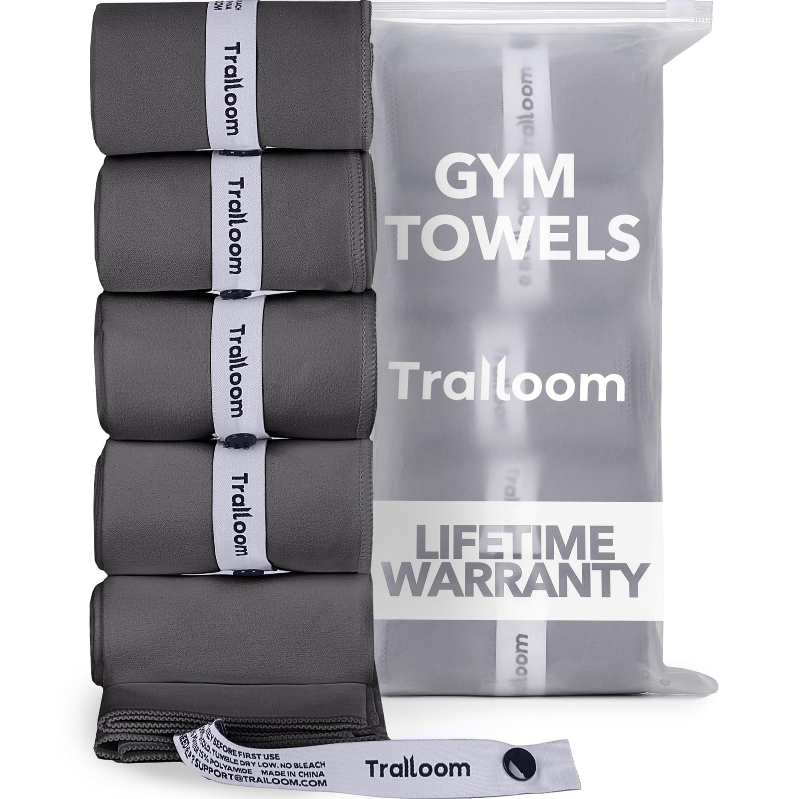 Trailoom Microfiber Workout Towels – Quick Dry, Highly Medium, Dark Gray