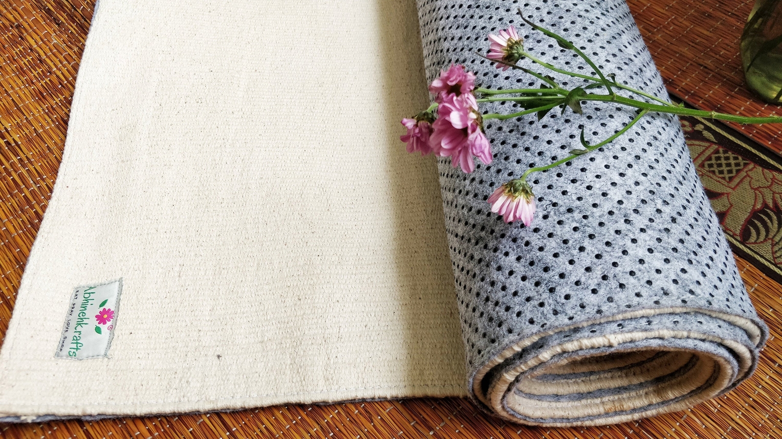 Natural Color Antiskid Cotton Mat, Rug – Yoga, Pilates, Fitness, and Meditation