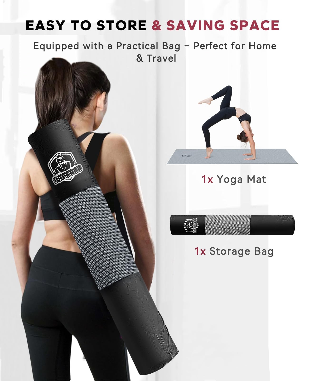Large Yoga Mat 72″x36″ Extra Wide Exercise Mat 1/4″ Thick Dual Color PVC | …