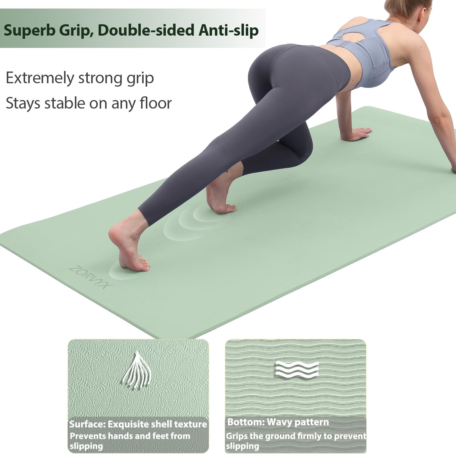 Yoga Mat Thick XXL 200×100cm TPE 10mm Thick Sports Mat Non Slip Comfortable for …