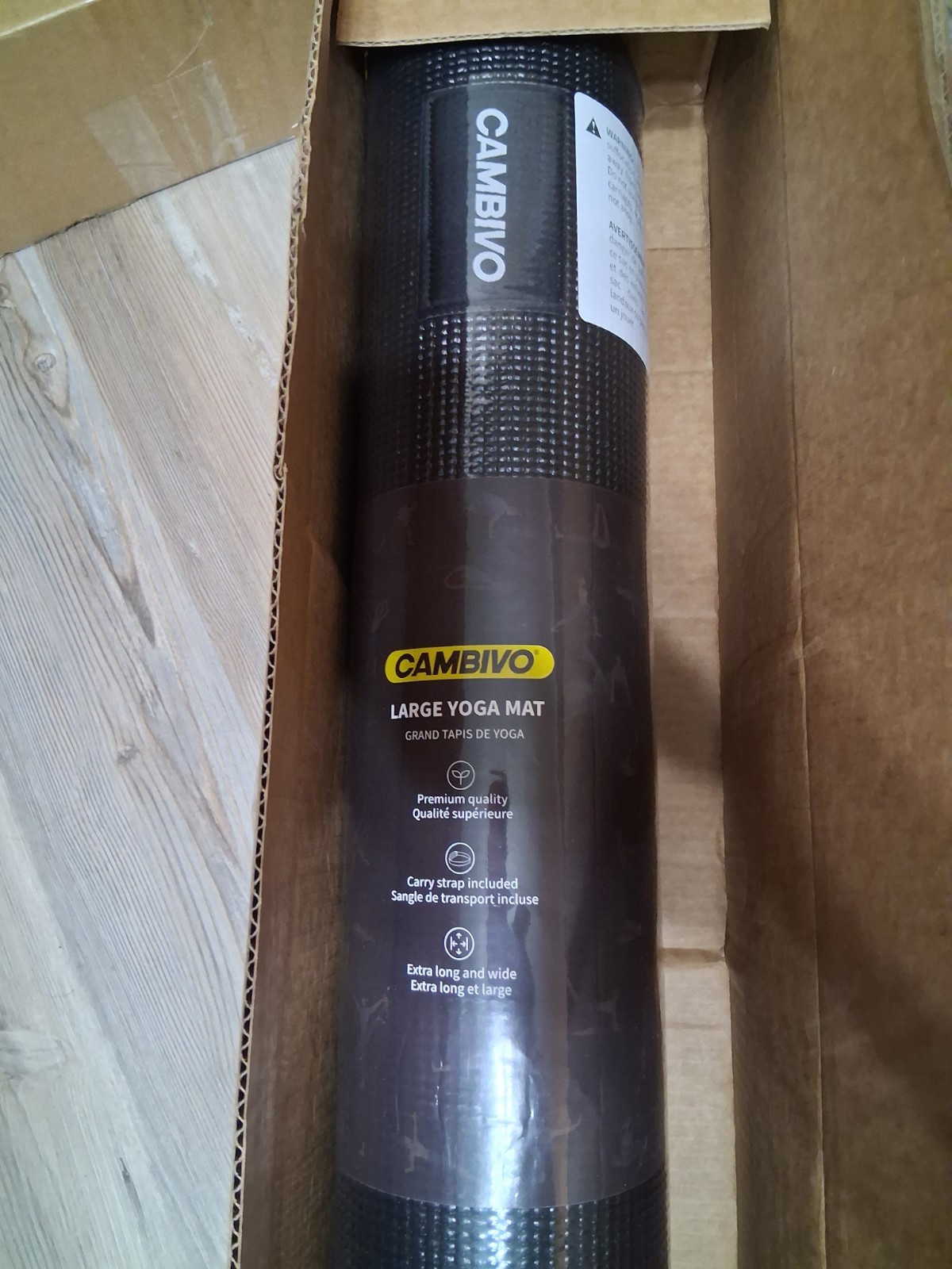 Cambivo Large Yoga Mat 84 x 30 Black Extra Long/Wide w/ Carry Strap