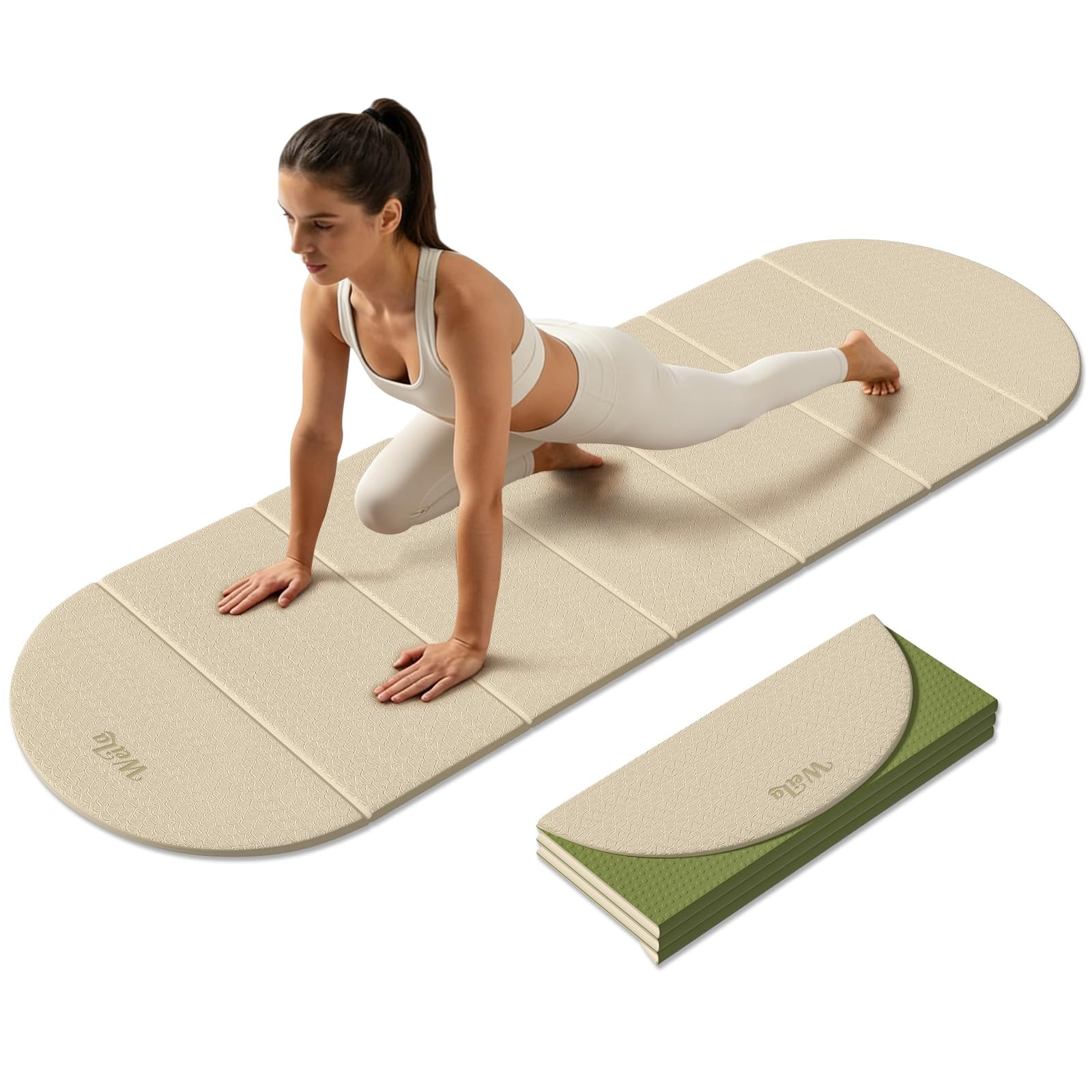 Foldable Yoga Mat 10mm Extra Thick, 75″x26″ Large, SGS-Certified Non-Slip TPE…
