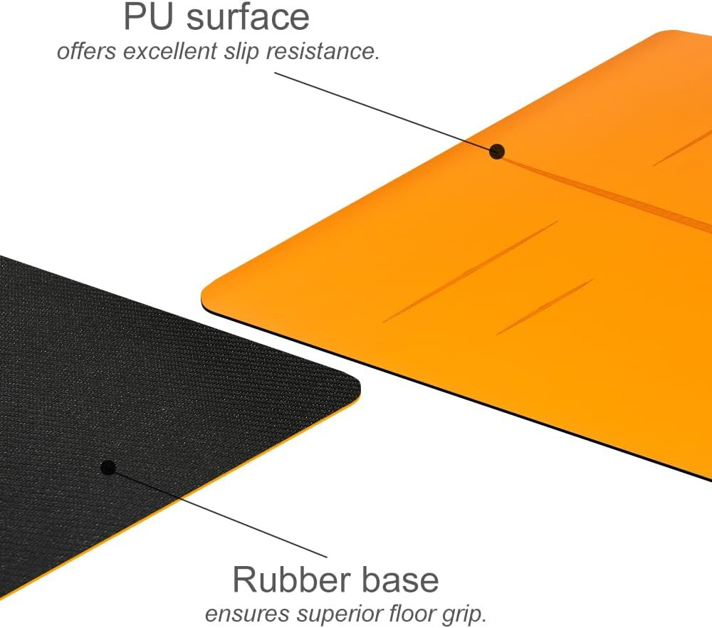 Eco-Friendly Non-Slip Yoga Mat 5mm with Alignment Guide & Carrying Bag