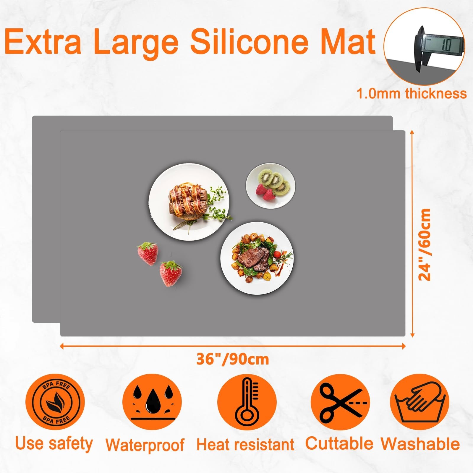 2Pack Large Silicone Mats for Kitchen Counter, 36”x24”(90cmx60cm) Heat Resi…