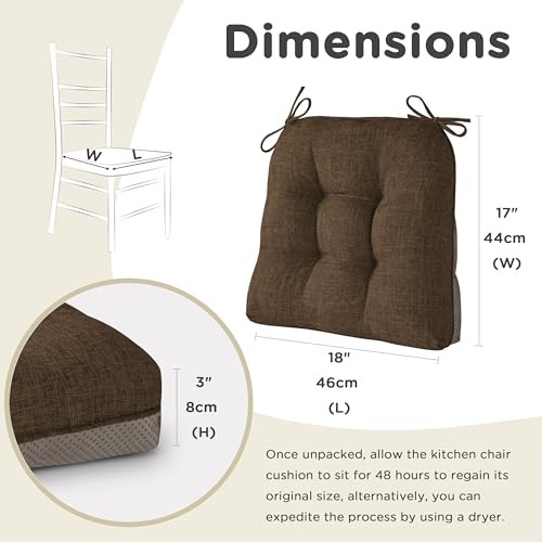 Chair Cushions for Dining Chairs Set of Kitchen Seat Cushions with 4 Coffee