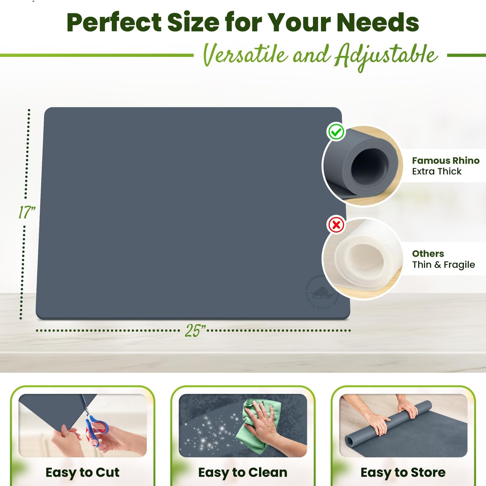 Premium Silicone Mat 25″ x 17″ Multipurpose Cooking Mat Thick Heat Resistant,…