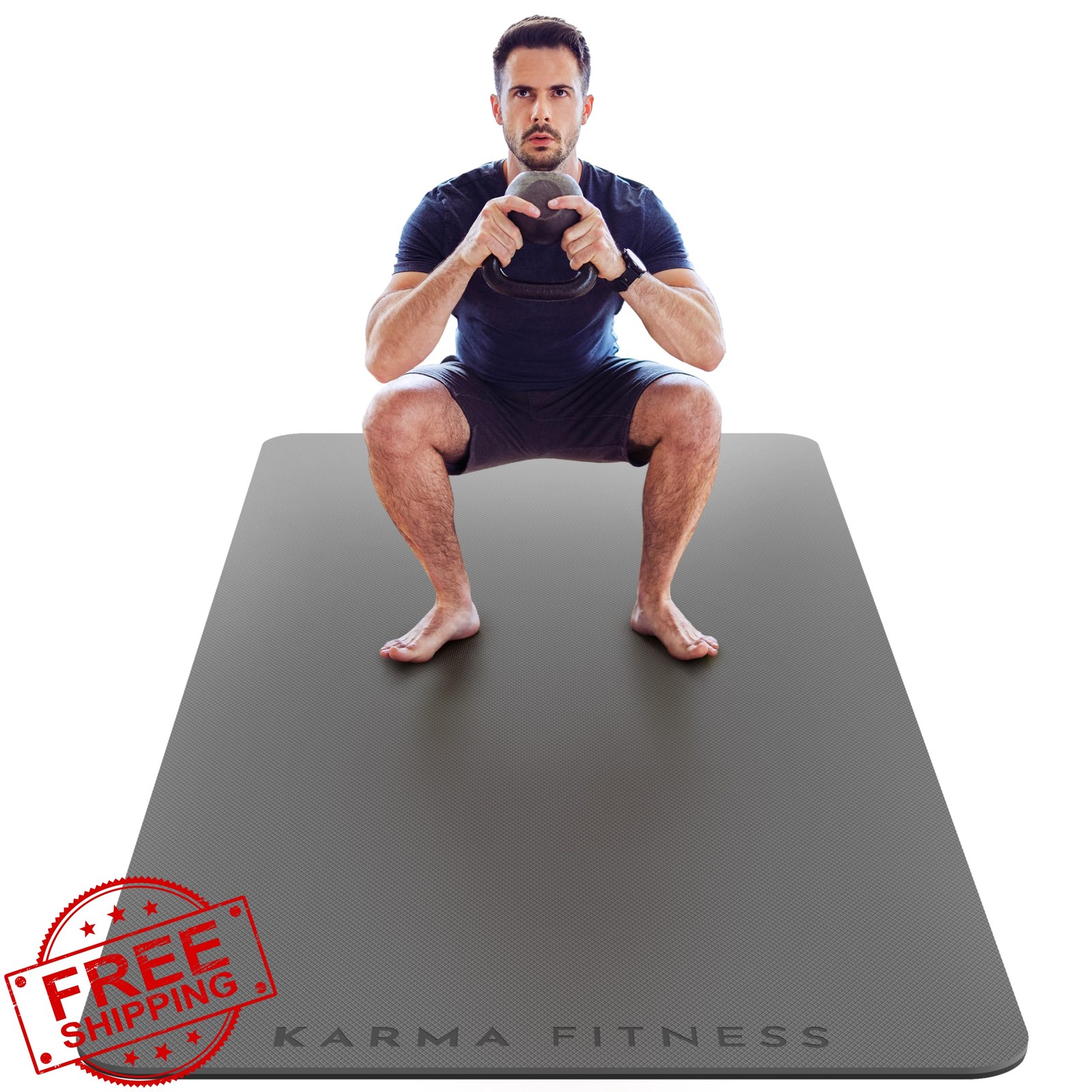 Karma Fitness 72″x32″ Grey Exercise Mat