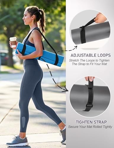 Yoga Mat Carrier Strap Adjustable Cotton Blend Shoulder Sling for Gym Exercise