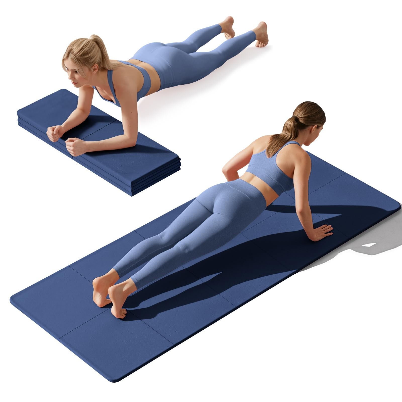 Foldable Yoga Mat Non Slip, Pilates Fitness Mats – 72″ x 24″ x 0.16″ Extra Wi…