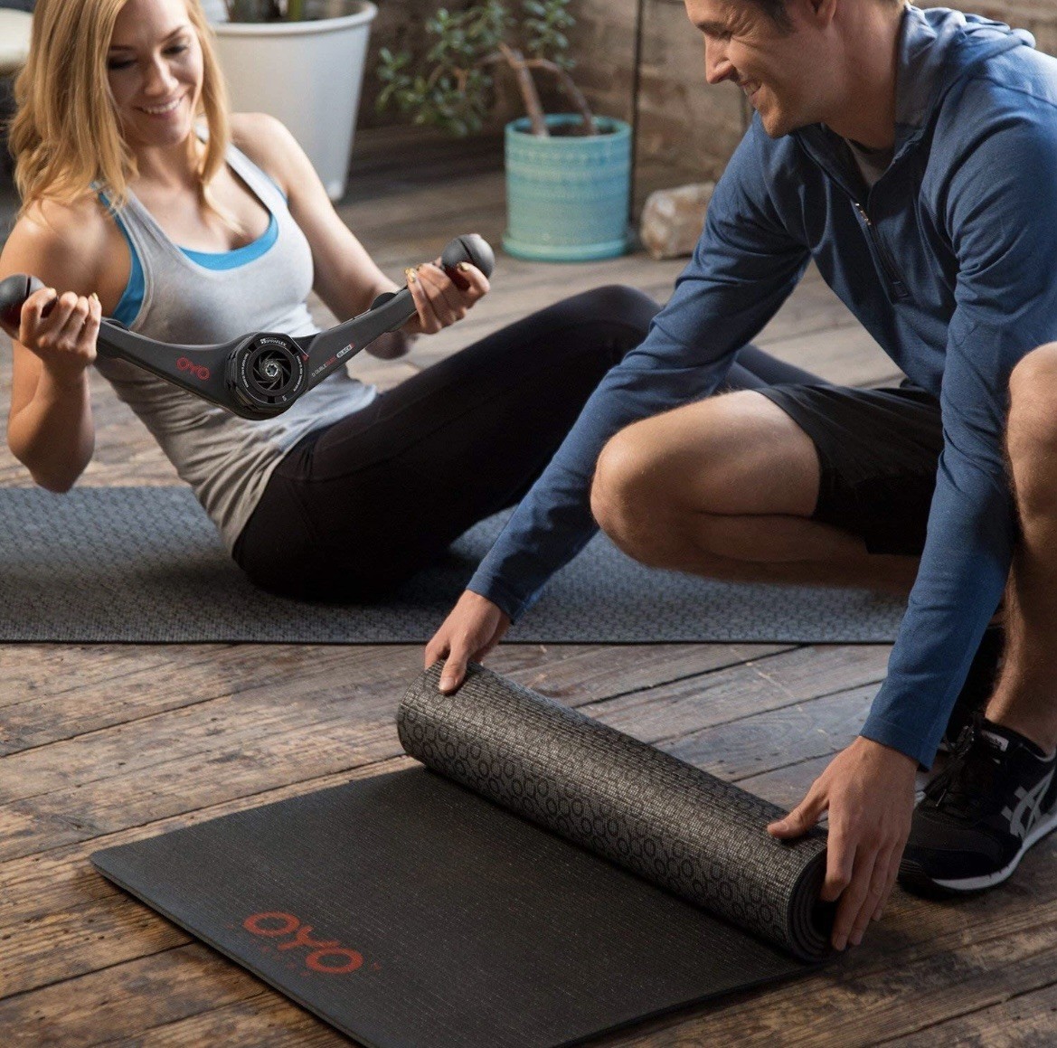 OYO Fitness Exercise / Yoga Mat Grey / Black Reversible 68″x24″ x 6mm NEW Sealed