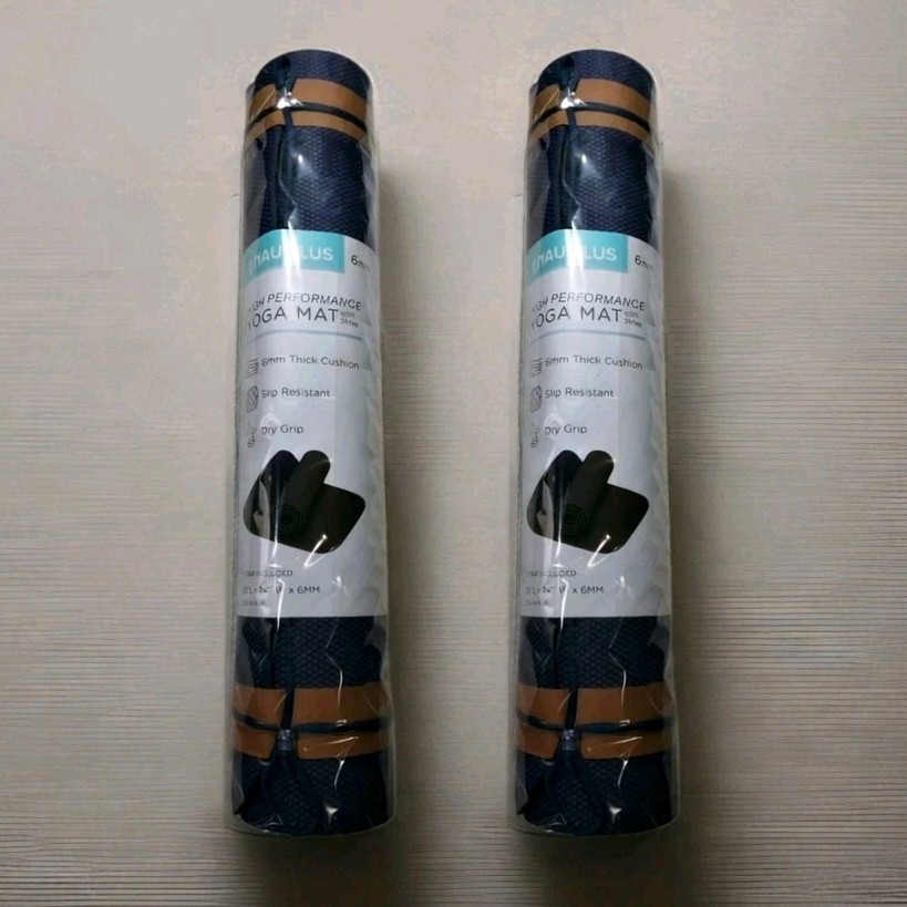 Nautilus High Performance 24″ W x 68″ L 6mm Yoga Mat w/ Strap Partner Set Of 2!