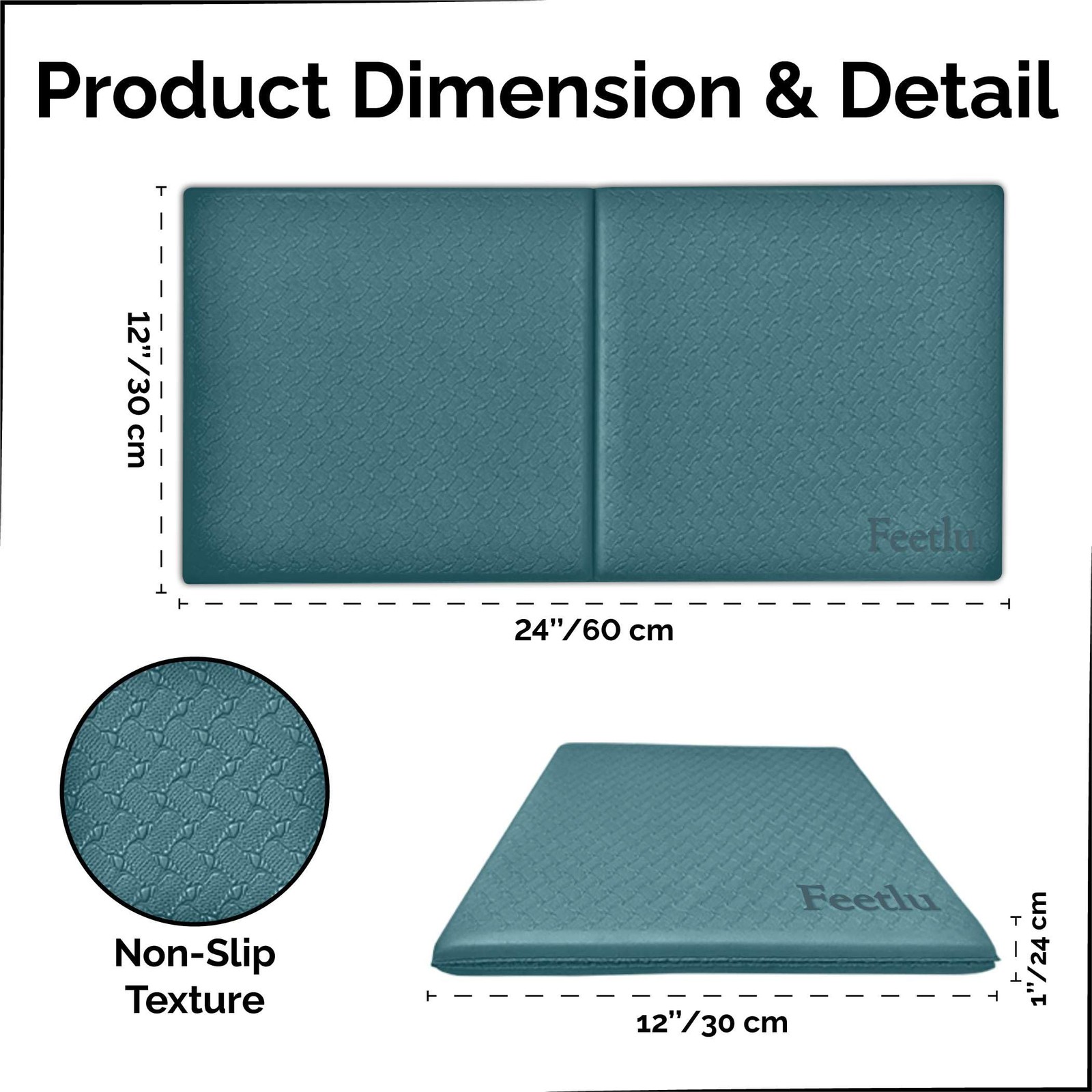 Feetlu Cushioned Yoga Knee Pad – 24” x 12” x 1/2” ExtraThick Support for Work…