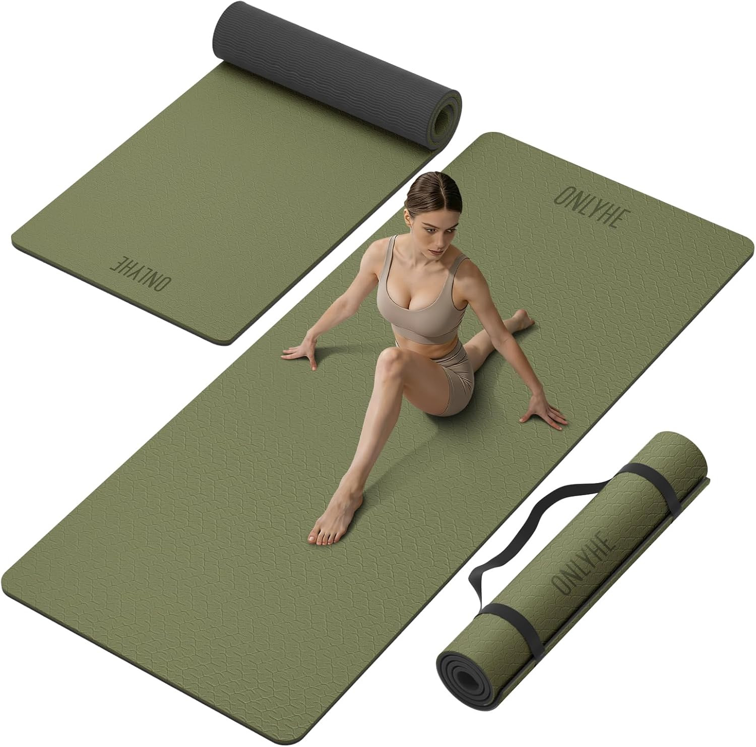 Wide Yoga Mat Thick(10Mm) Exercise Mat Non Slip Anti-Tear,72″X35″ Extra Large Pi