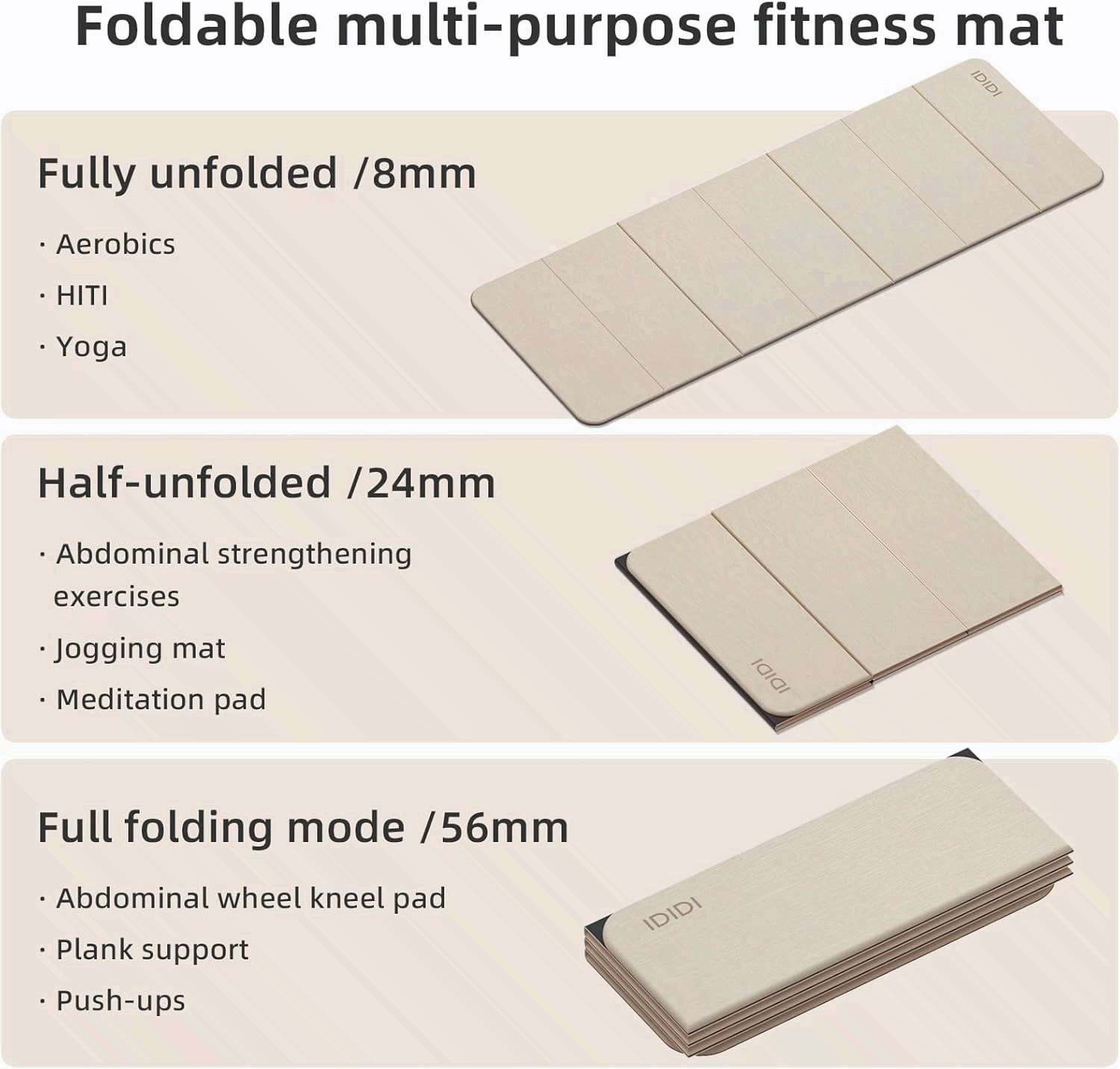 Foldable Yoga Mat Extra Thick 0.32 Inches – POE Material Exercise Mat