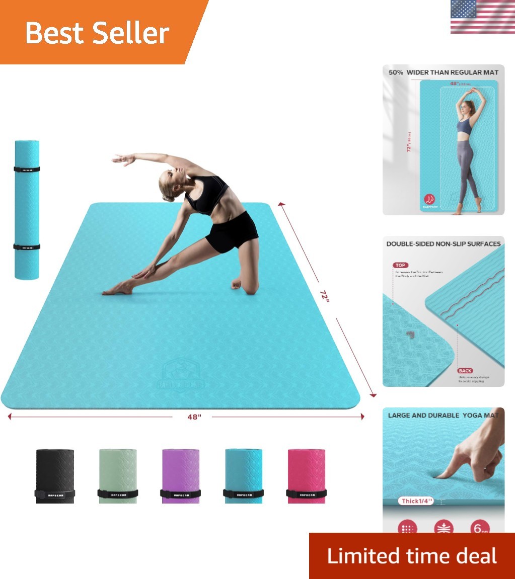 Extra Large Yoga Mat – 72″x48″/78″x54″, 1/4″ & 1/3″ Thick, Non-Slip, Durable,…