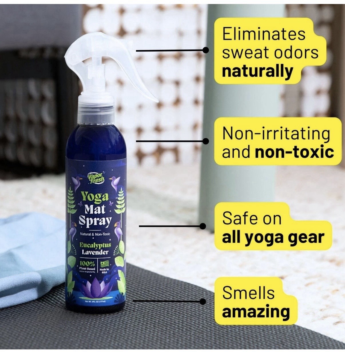 Yoga Mat Spray – Eucalyptus Lavender – Cleaner and Deodorizing Spray for Yoga…