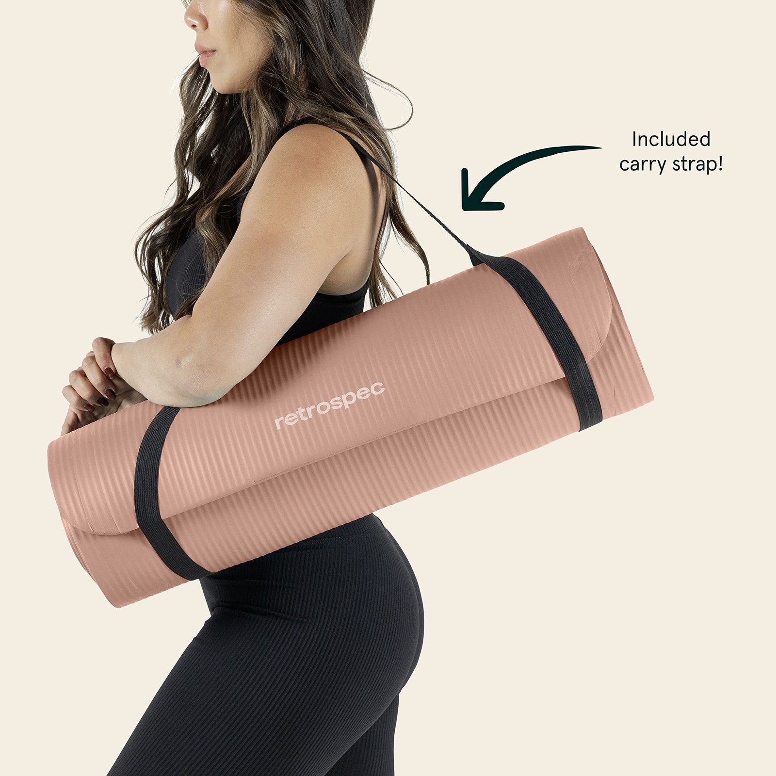 Retrospec Solana Yoga Mat Thick 1/2in Non-Slip Workout Mat with Nylon Strap -…