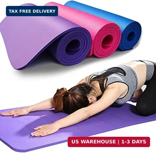 Extra Thick Yoga Mat, 10mm NBR Exercise Mat with Carry Strap, Non-Slip for Home
