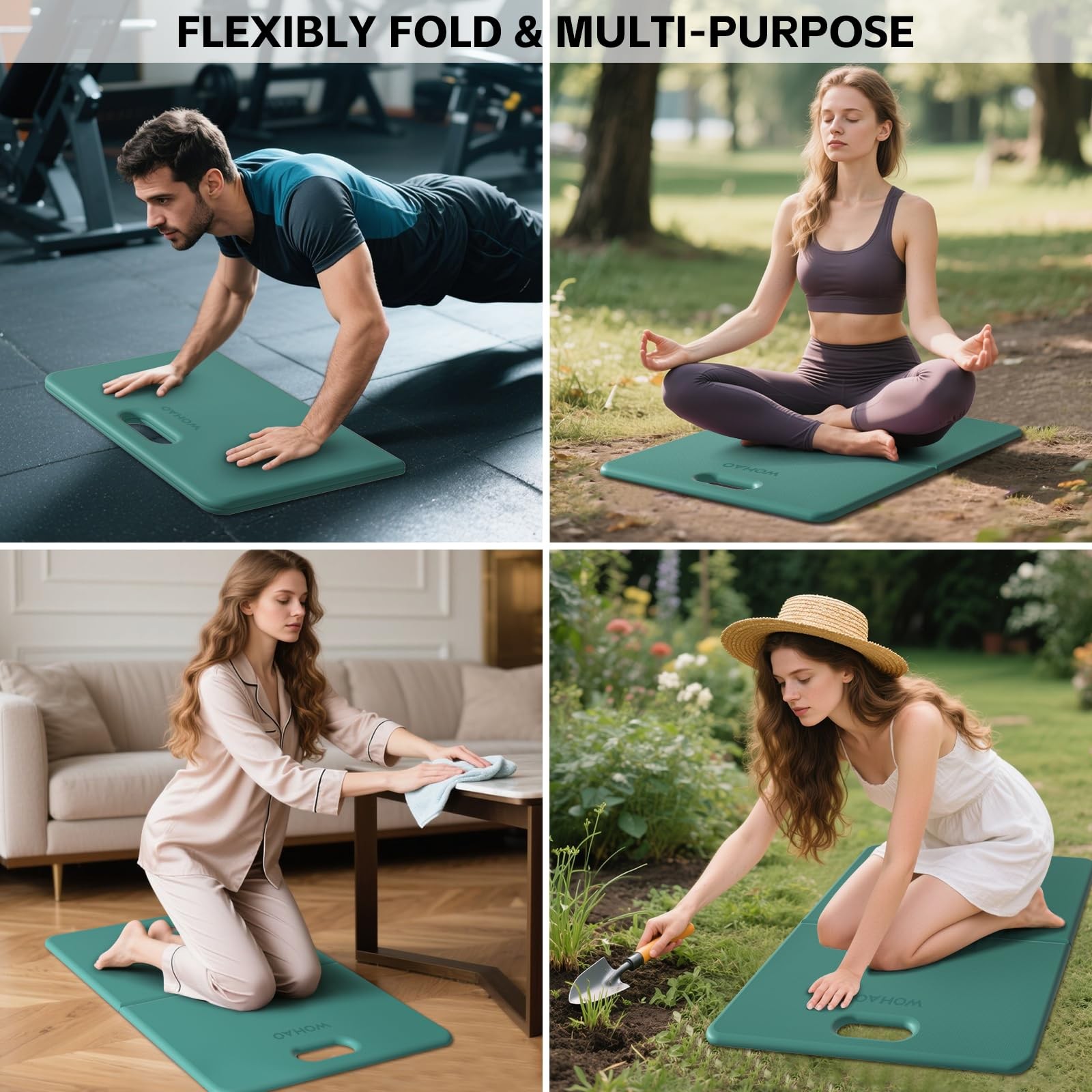 Yoga Knee Pad Foldable Non Slip POE Cushion Support Handle Lightweight Pilates
