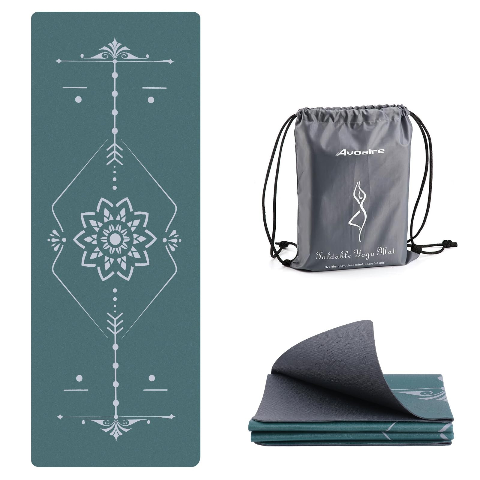 Avoalre Yoga Mat Foldable – Textured Non Slip Exercise Mat -Travel Lightweigh…