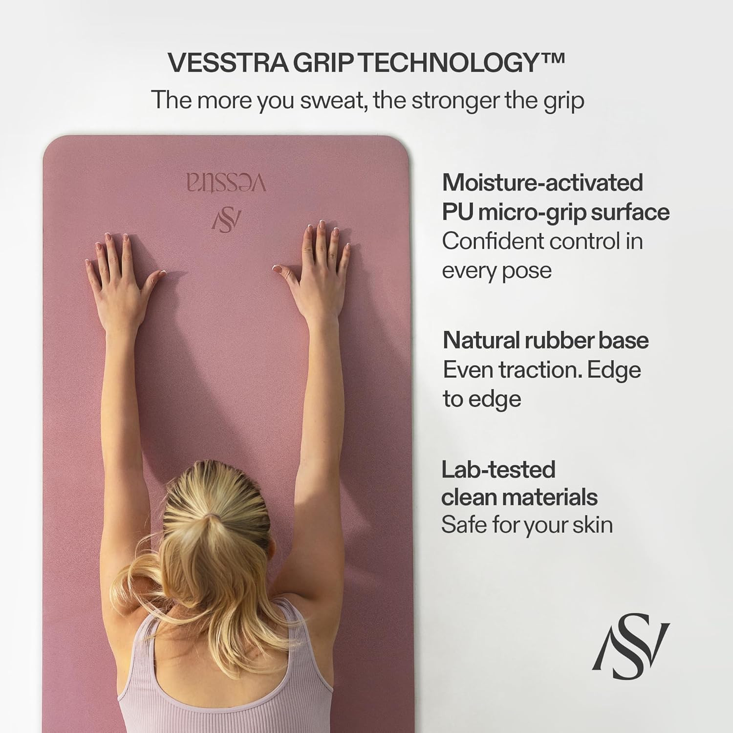 Non-Slip Premium Yoga Mat – Sweat-Activated Grip, Natural Rubber, 4mm