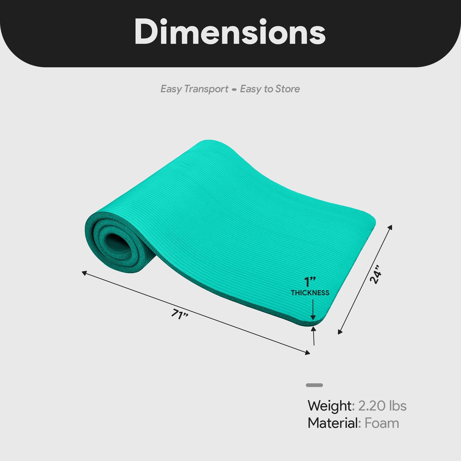 BalanceFrom All-Purpose 1-Inch Extra Thick High 71″ long 24″ wide, Green