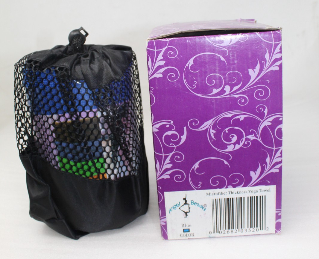 Angelbeauty Microfiber Thickness Non-Slip Hot Yoga Towel with Carry Bag 72″ Blue