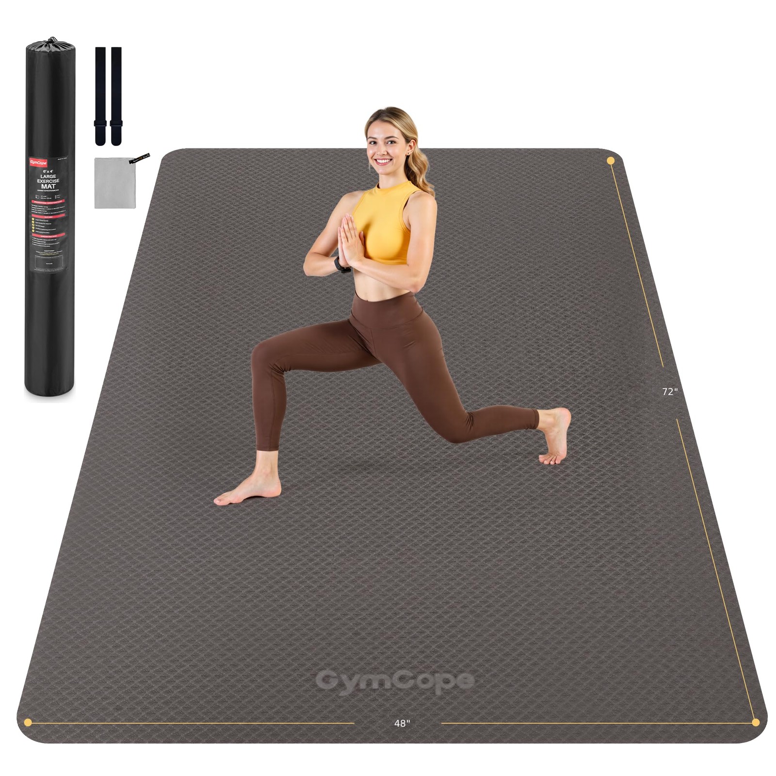 Extra Large Yoga Mat – 72″x48″ or 78″x57″, Non-Slip TPE Exercise Mat for Wome…