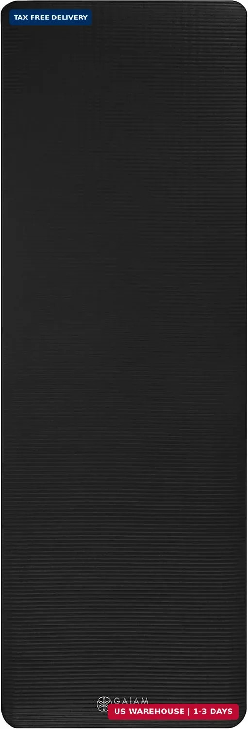 Gaiam Yoga Mat, Pilates & Exercise Mat, Thick Mat 2/5″ (10mm) Workout Mat with E