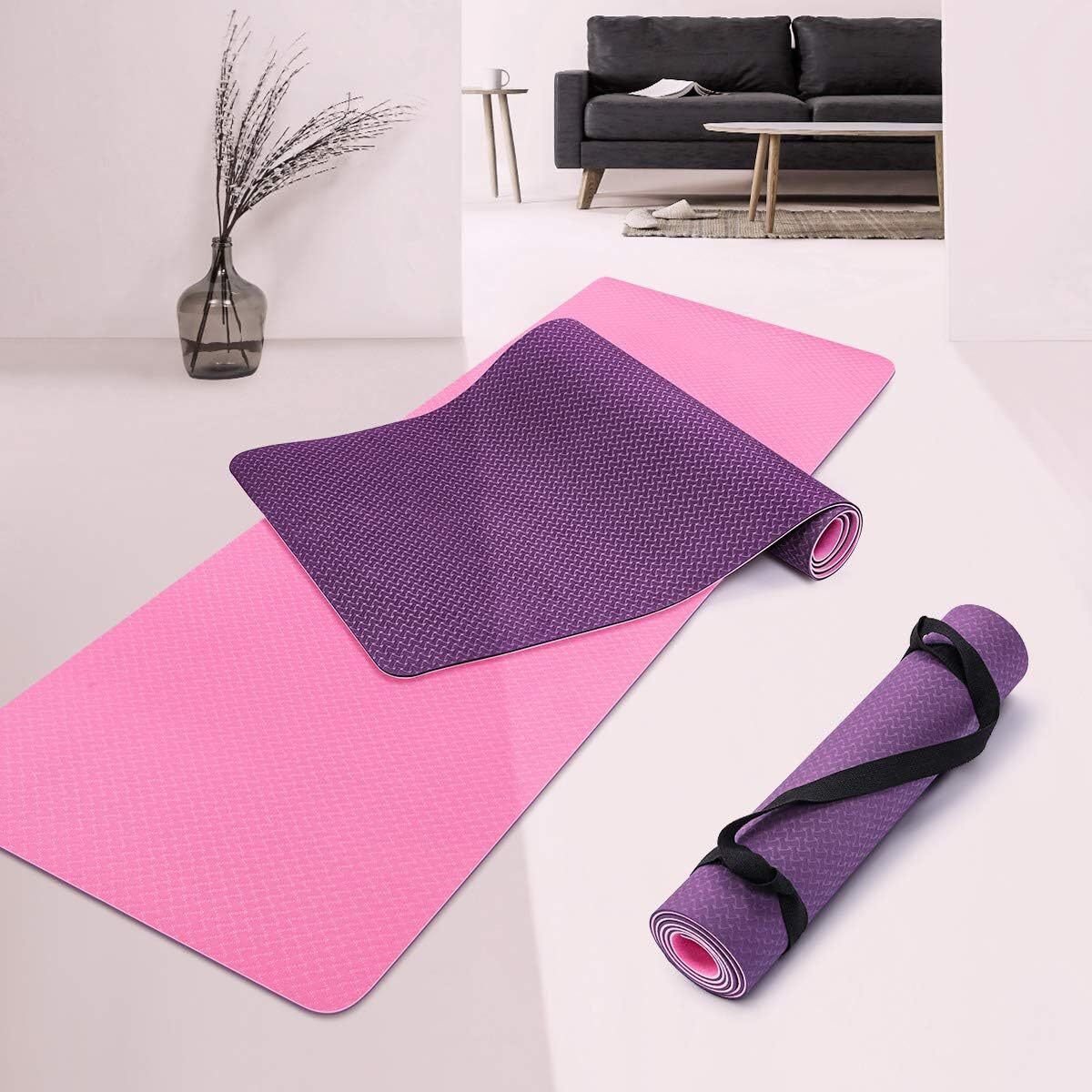 Tikaton TPE Yoga Mat Non Slip Lasting Rebound Mat Bothside Exercise Workout Mat