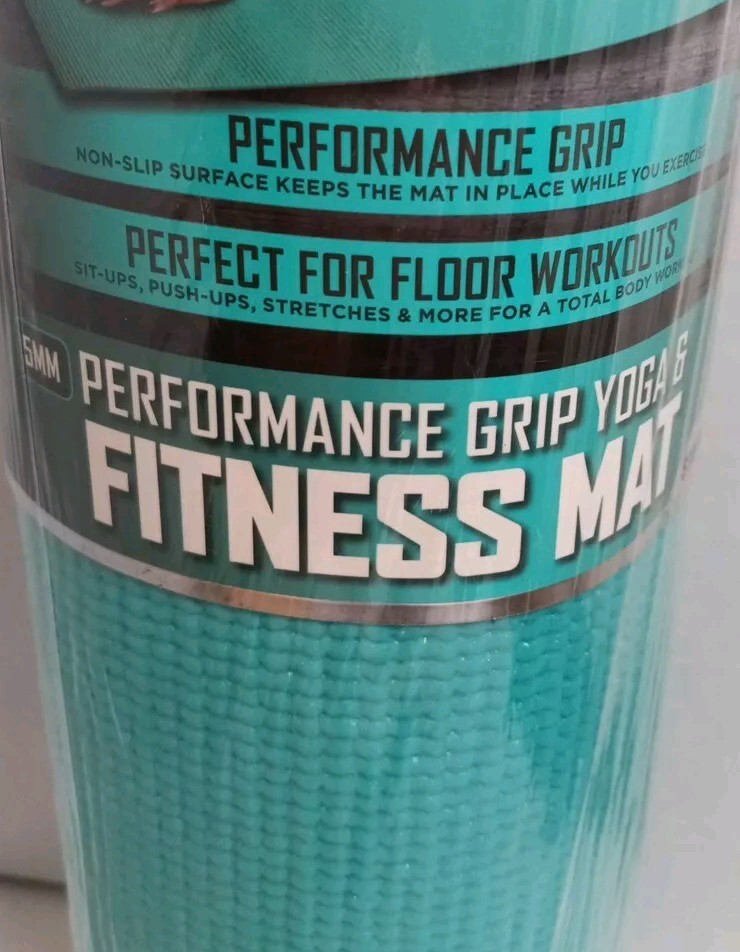 RBX 5MM Performance Grip Yoga & Fitness Mat 68″×24″ New Turquoise Blue