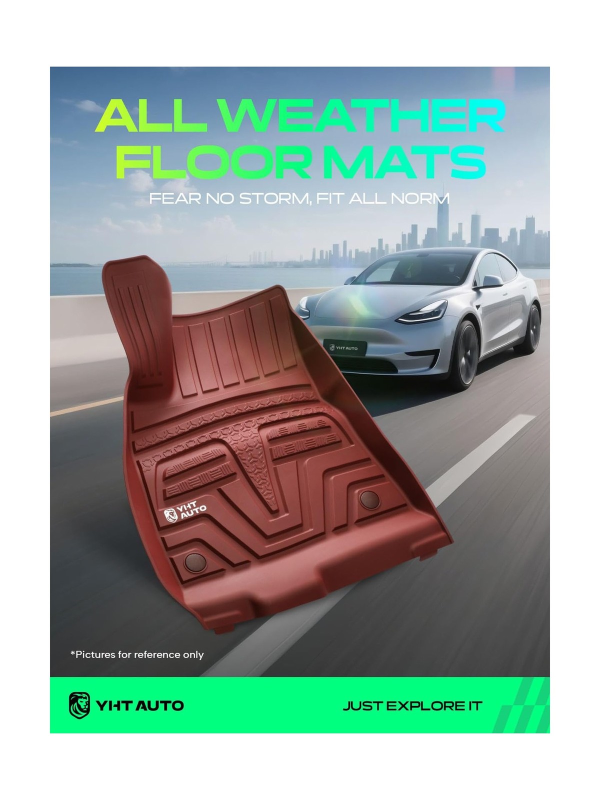 YHTAUTO for Tesla Model 3 2023 2022 2021 Floor Mats, All Weather TPE Car Mats…