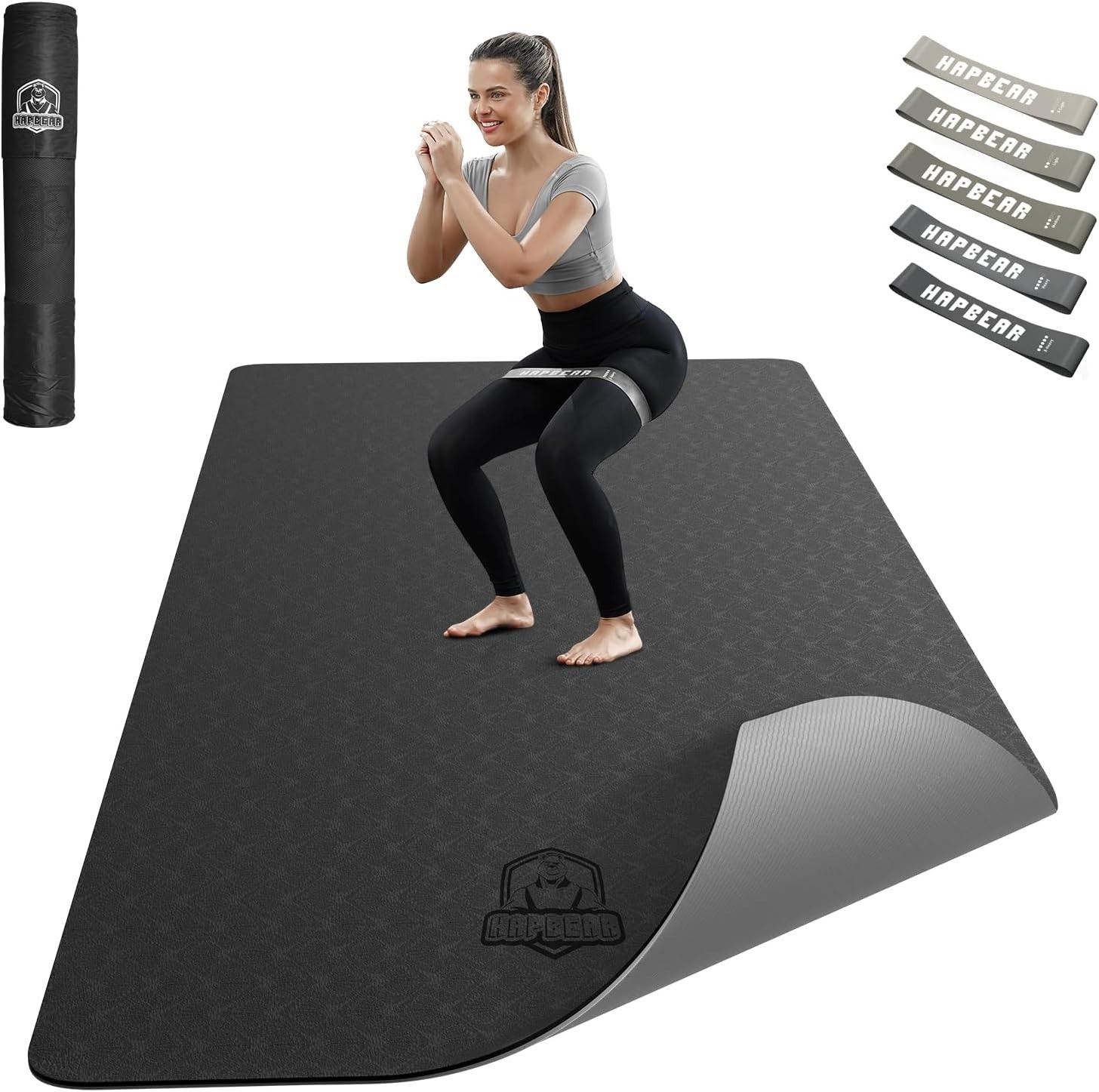 Luxury 72″x36″ Thick TPE Yoga Mat – Non-Slip, Includes Resistance Bands & Bag