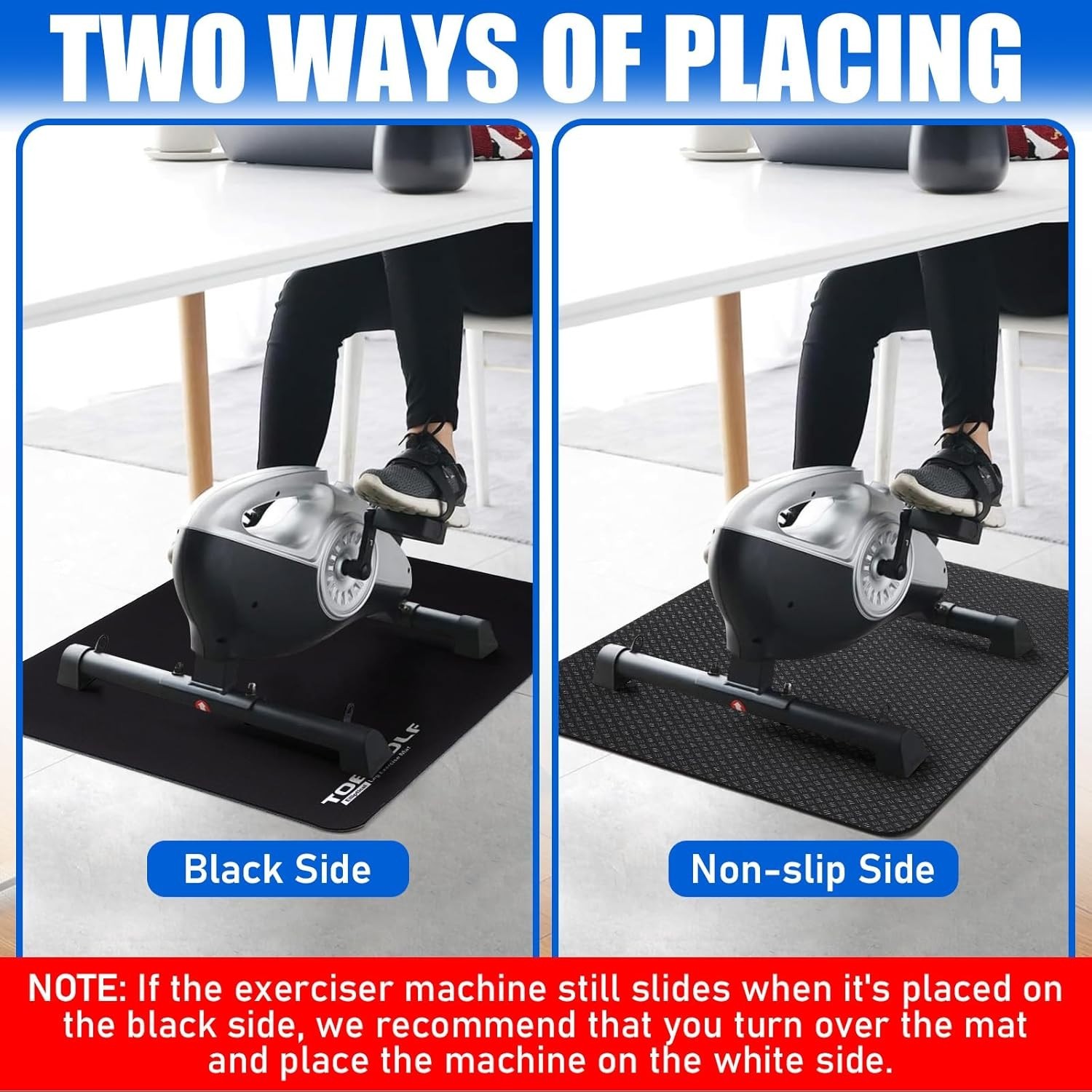 Elliptical Machine Non-Slip Mat – Protects Floors, Compact Size 23.6″ x 17″