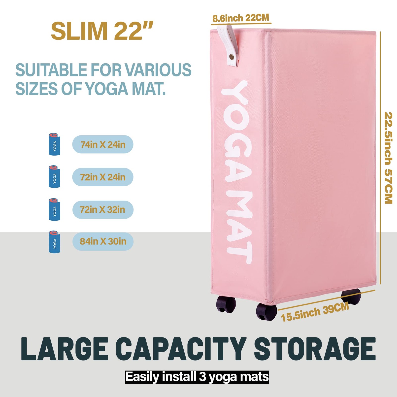 Yoga Mat Storage Racks 22”, Home Gym Storage Rack for Foam Roller, Yoga Stra…
