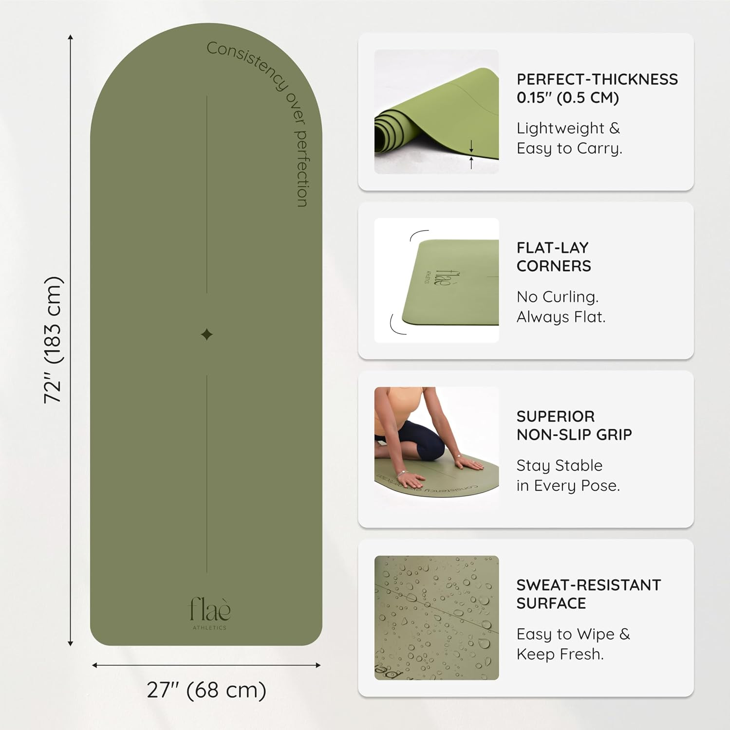 Eco-Friendly Arch Yoga Mat with Non-Slip Grip & Motivational Design