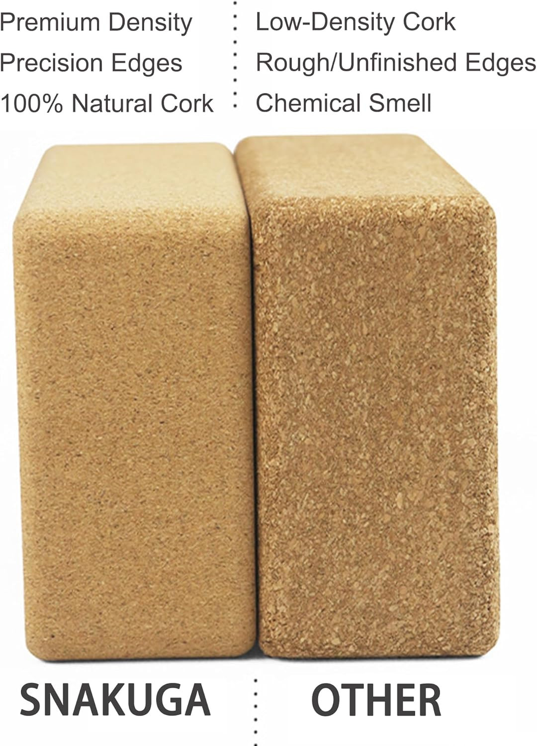Cork Yoga Block 2 Pack for Pilates, 4” or 3” Non-Slip & High Density Blocks fo