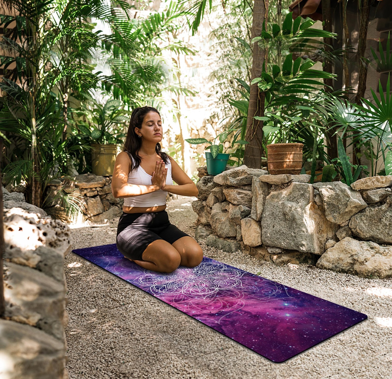 Printed Travel Yoga Mat-1/16 Inch Thick Non Slip Fitness Workout Mat with Car…