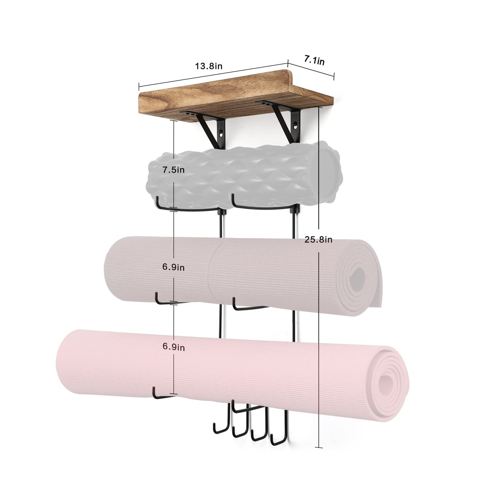 2 PACK Yoga Mat Holder Wall Mount Yoga Mat Storage Shelf Rack H… FAST USA SHIP
