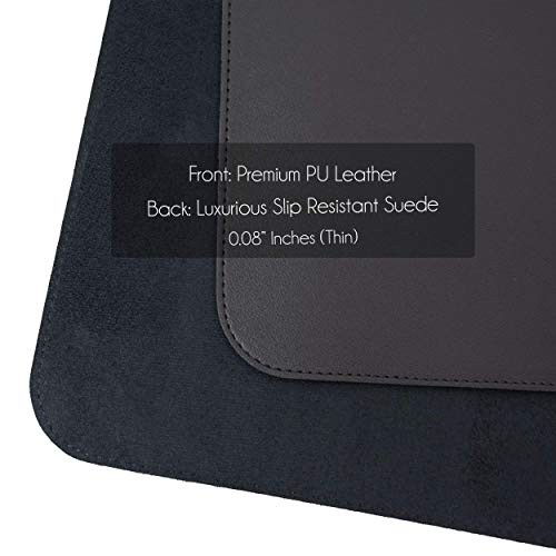Leather Desk Mat Desk Protector, PU Leather Desk Pad, Non Slip 24″ x 17″ Black