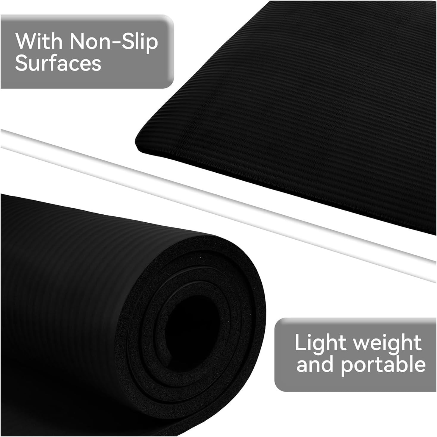 Non-Slip Yoga Mat, 71″ x 24″ – Anti-Tear, Moisture Resistant & Portable