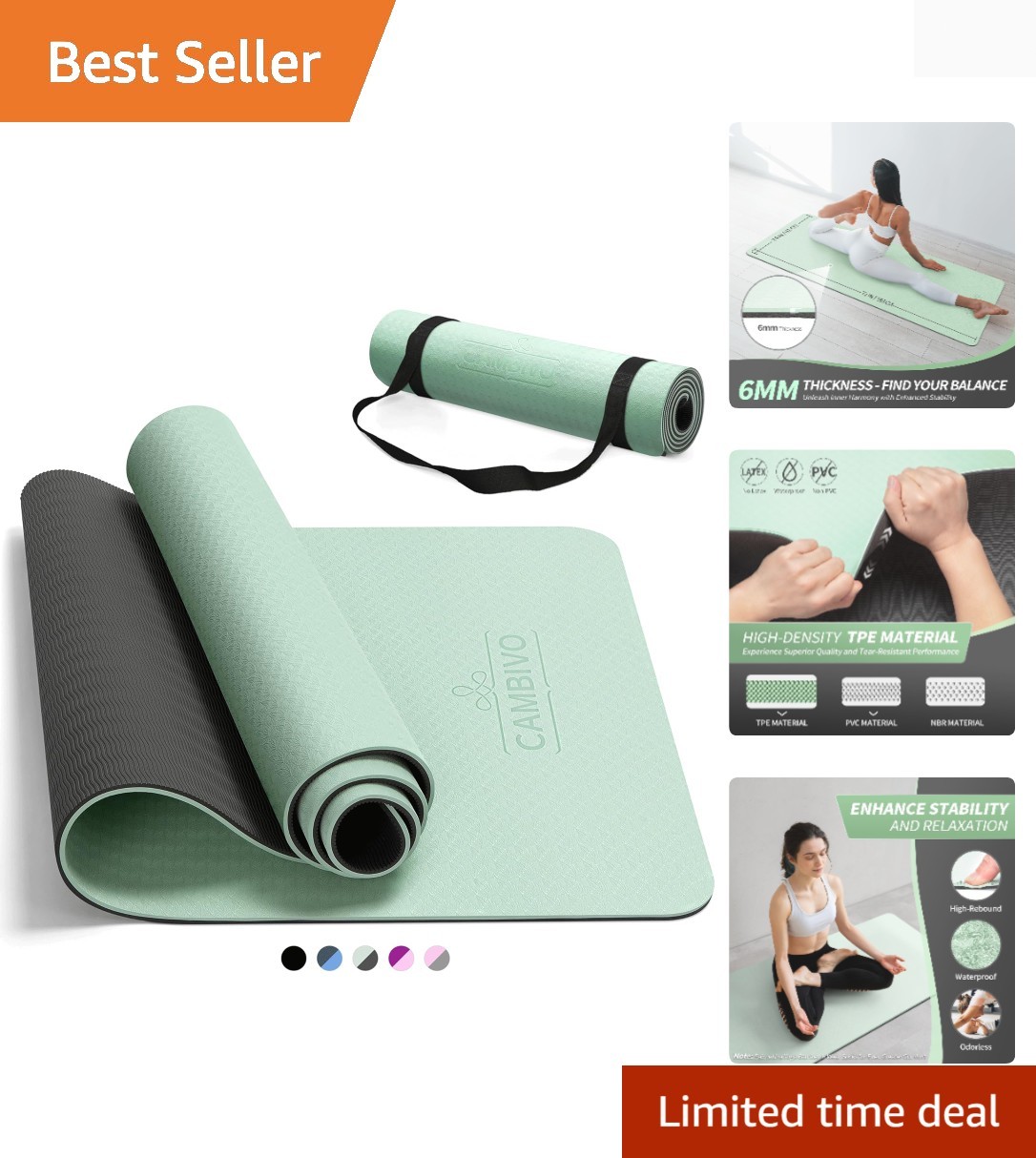 Yoga Mat for Women Men Kids, 1/3 & 1/4 & 2/5 Inch Extra Thick Yoga Mat Non Sl…
