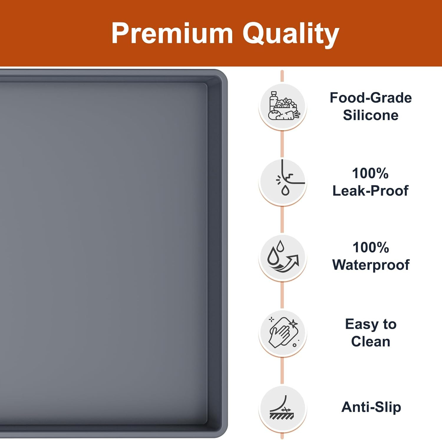 Extra Thick Silicone Mat Waterproof with Raised Edge 22″ X 19″, under Sink Mat f