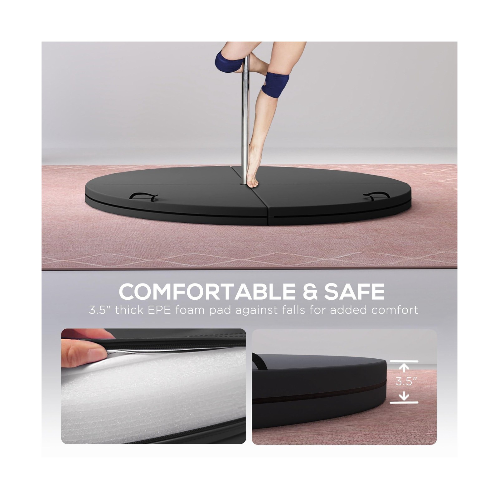 Soozier Pole Dance Crash Mat, 5ft Wide Foldable Pole Padding Crash Pad with C…