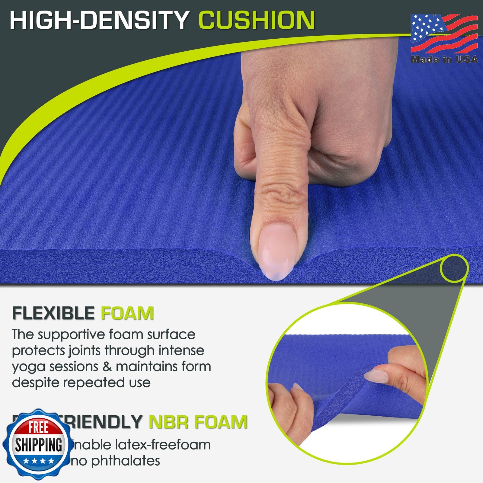 ProsourceFit Extra Thick Yoga Knee Pad and Elbow Cushion 15mm (5/8”) Fits Standa