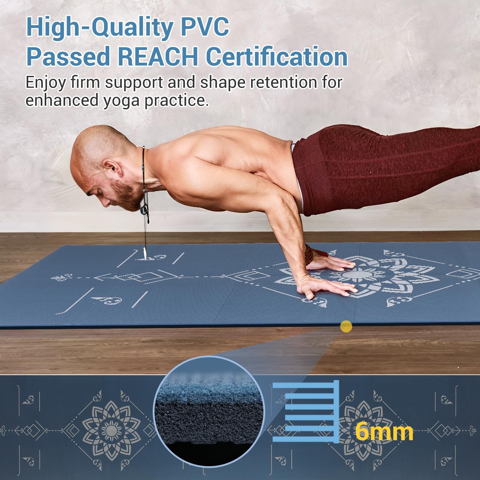 Foldable Travel Yoga Mat Print 5mm Thick Pilates NonSlip Gym Carrying Bag