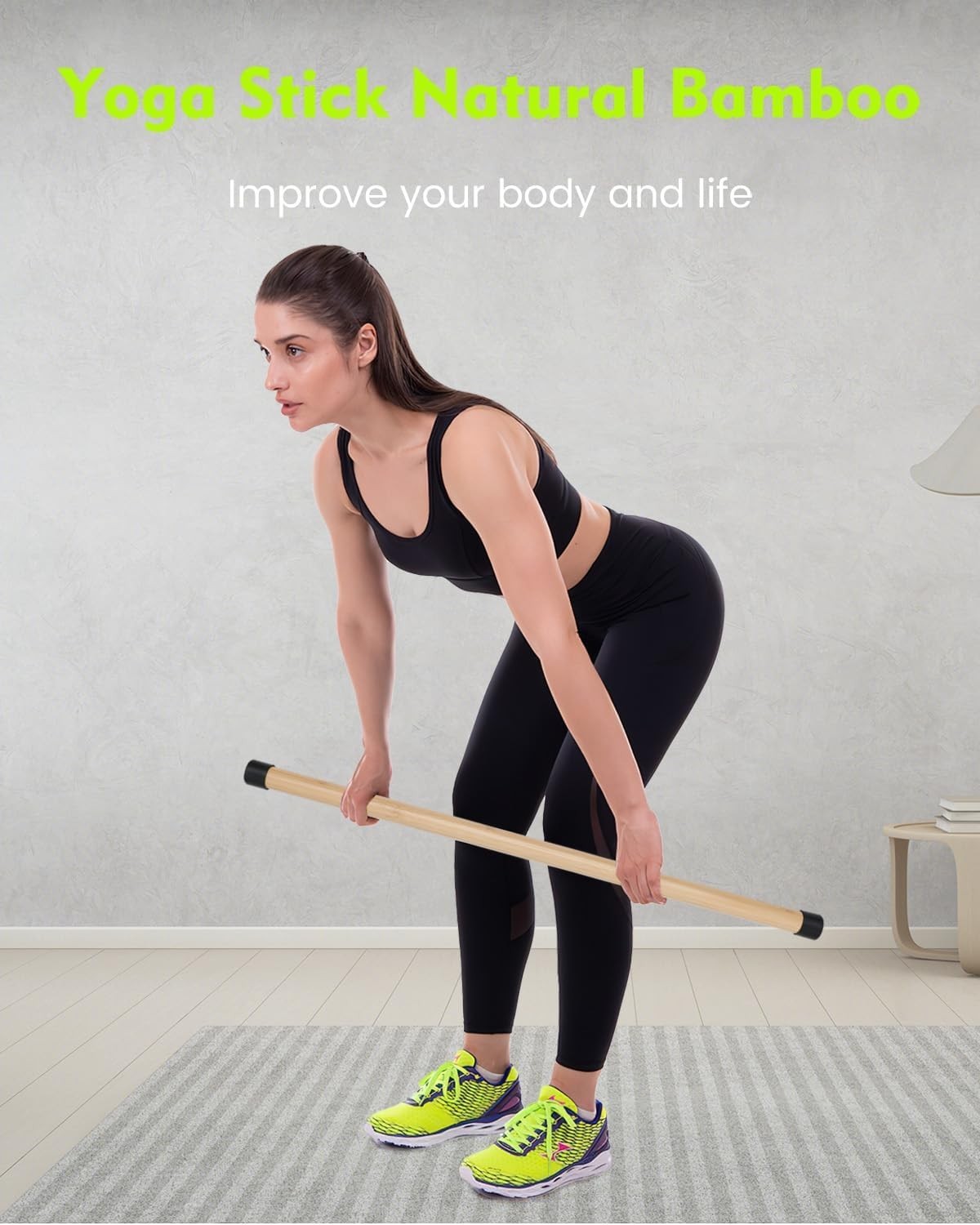 Yoga Stick 58 Inches Exercise Stick for Stretching Mobility Balance Pilates