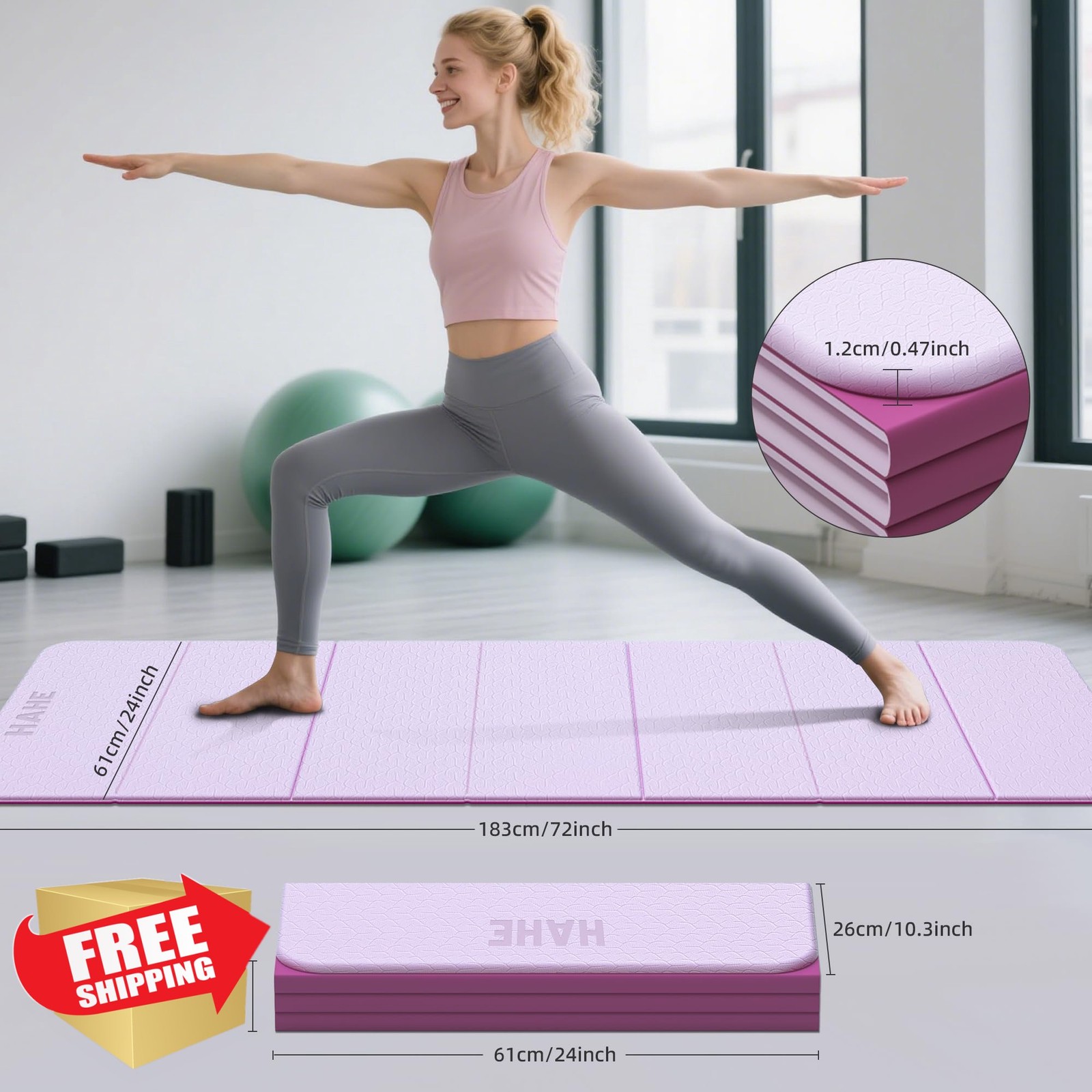 hahe Yoga Mat Deep Pink Light Pink